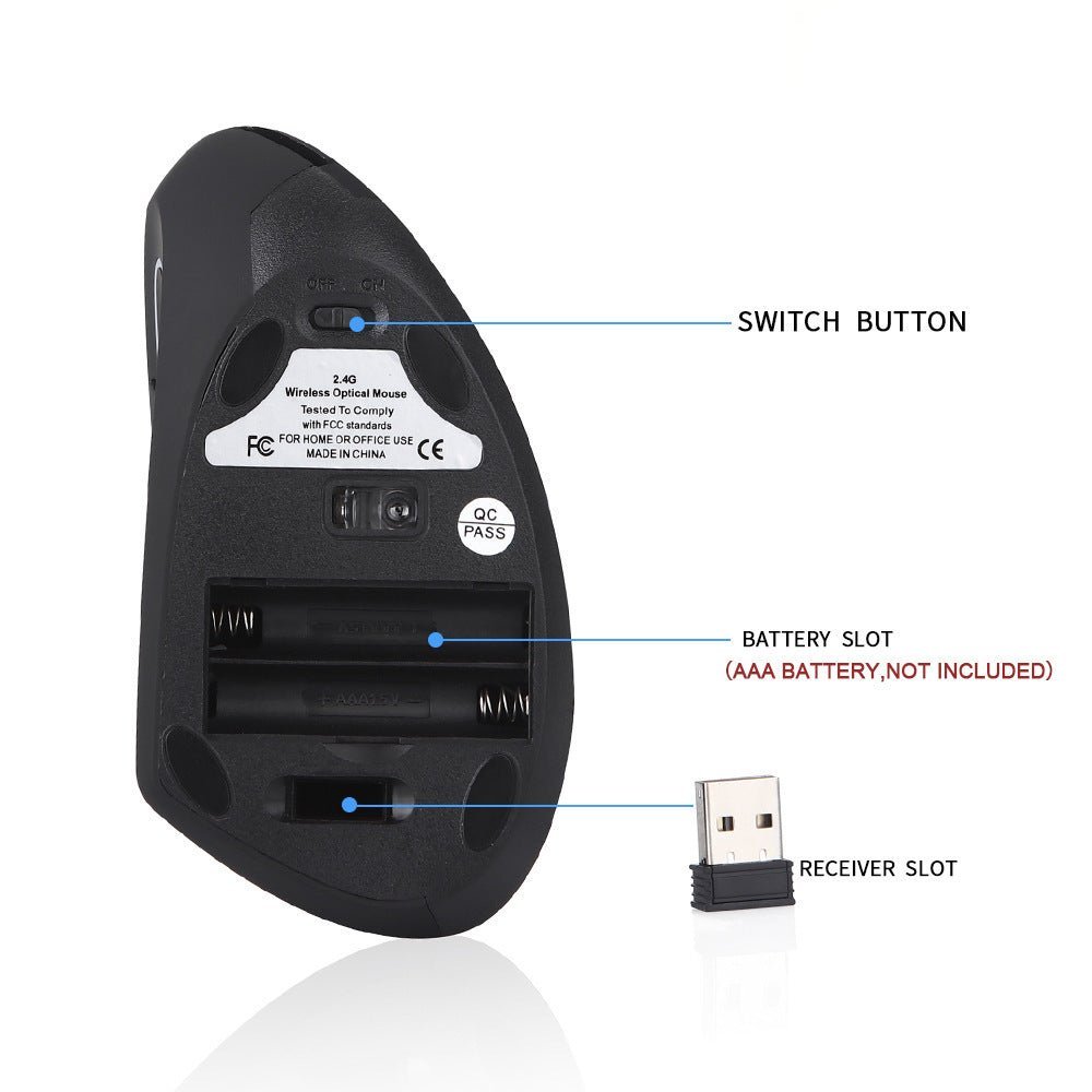 Left Hand Vertical Mouse Wireless Mouse - Zambeel