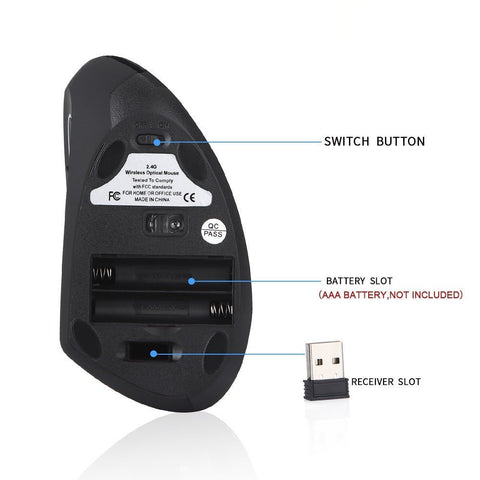Left Hand Vertical Mouse Wireless Mouse - Zambeel