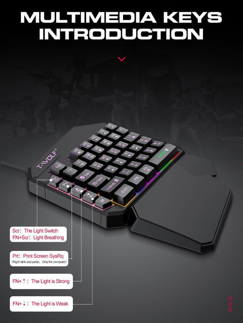 Lei Lang TF900 Single Hand Mouse Keyboard Suit - Zambeel