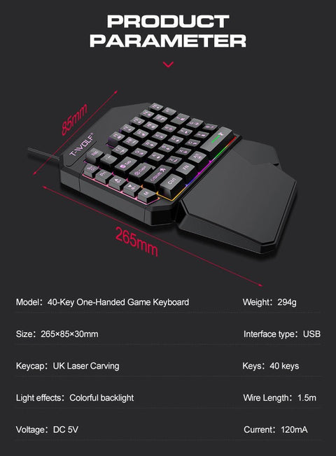 Lei Lang TF900 Single Hand Mouse Keyboard Suit - Zambeel