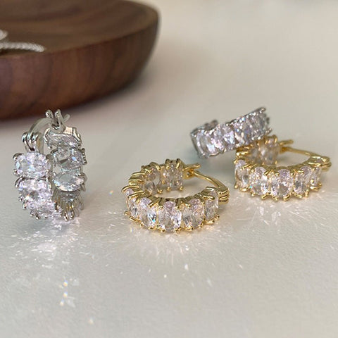 Light Luxury High - grade Full Diamond Zirconium Ear Ring Niche Design - Zambeel