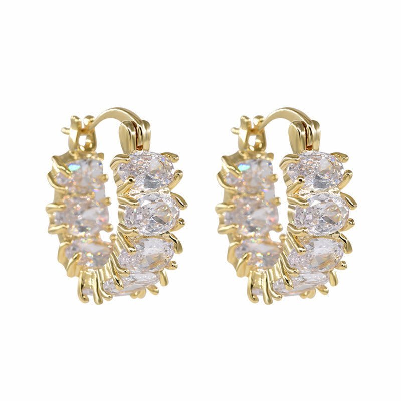 Light Luxury High - grade Full Diamond Zirconium Ear Ring Niche Design - Zambeel