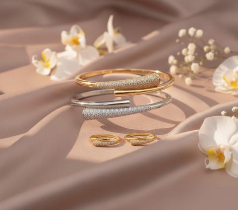 Linked Chain Luxury Bangle & Ring Set - Zambeel