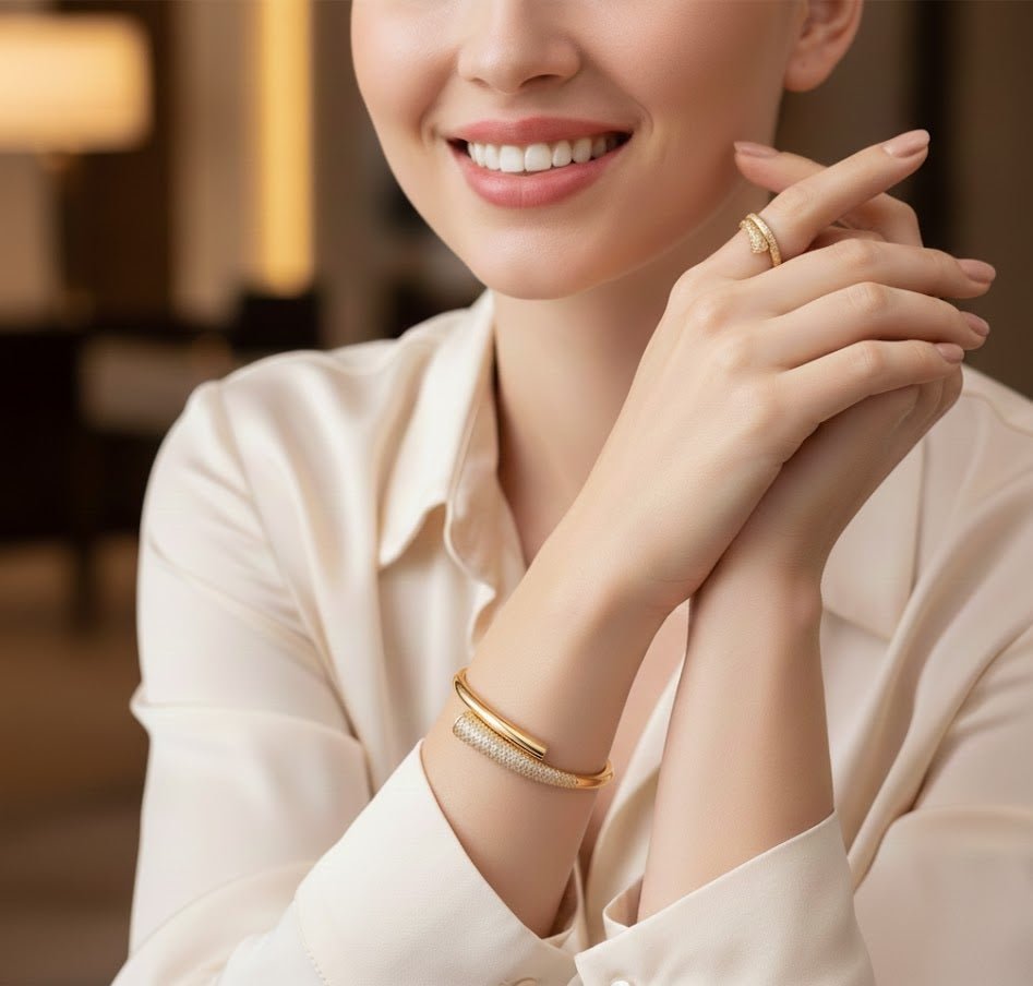 Linked Chain Luxury Bangle & Ring Set - Zambeel
