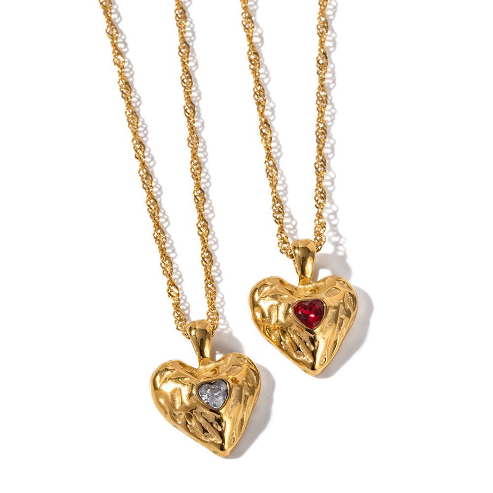 Love Hammer Pattern Zircon - Laid Necklace Women - Zambeel