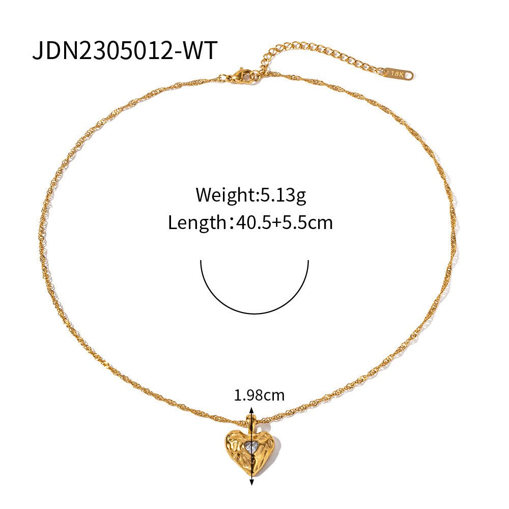Love Hammer Pattern Zircon - Laid Necklace Women - Zambeel