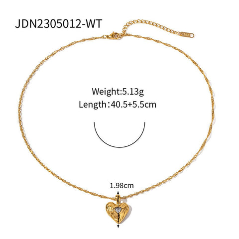 Love Hammer Pattern Zircon - Laid Necklace Women - Zambeel