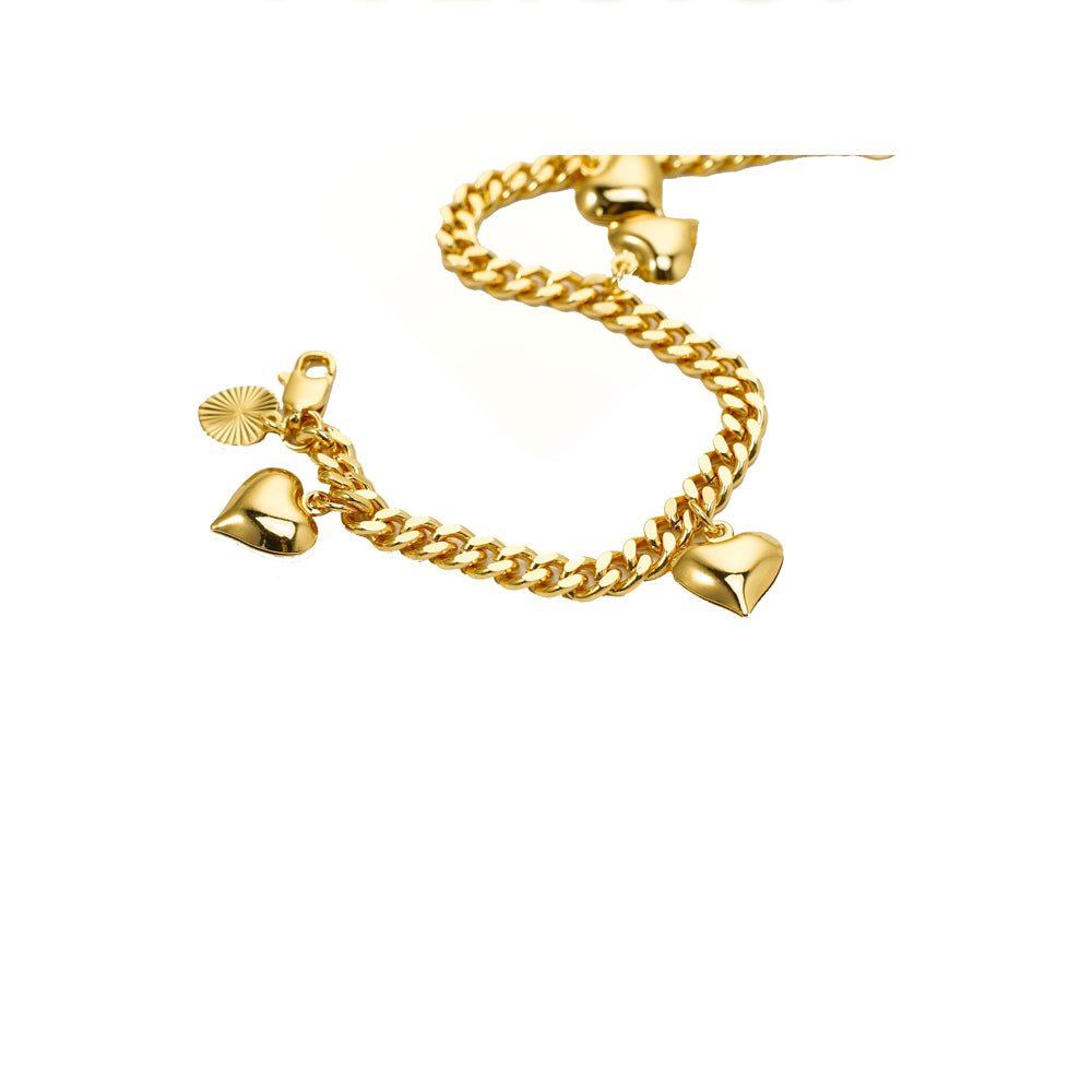 Lovely Multi Hearts 24K Gold Filled Jewelry Bracelet,Woman Accessories Fashion Creative Gift - Zambeel