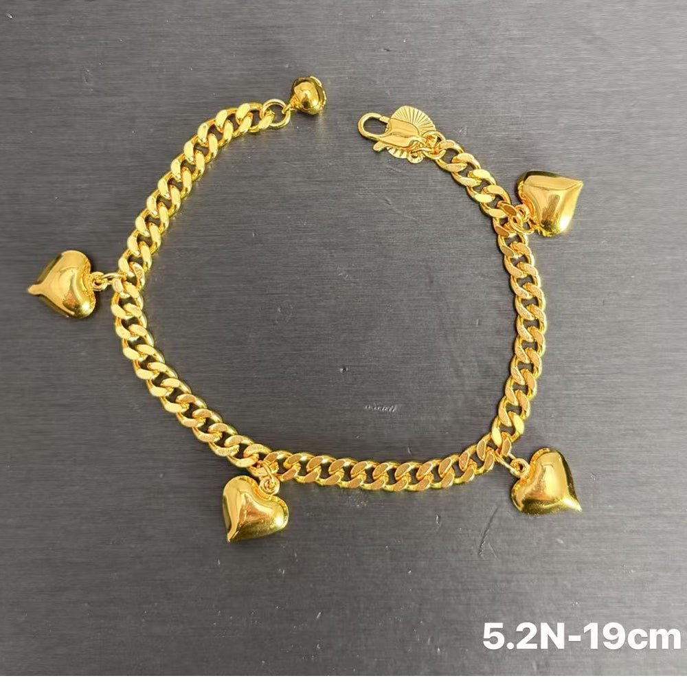 Lovely Multi Hearts 24K Gold Filled Jewelry Bracelet,Woman Accessories Fashion Creative Gift - Zambeel