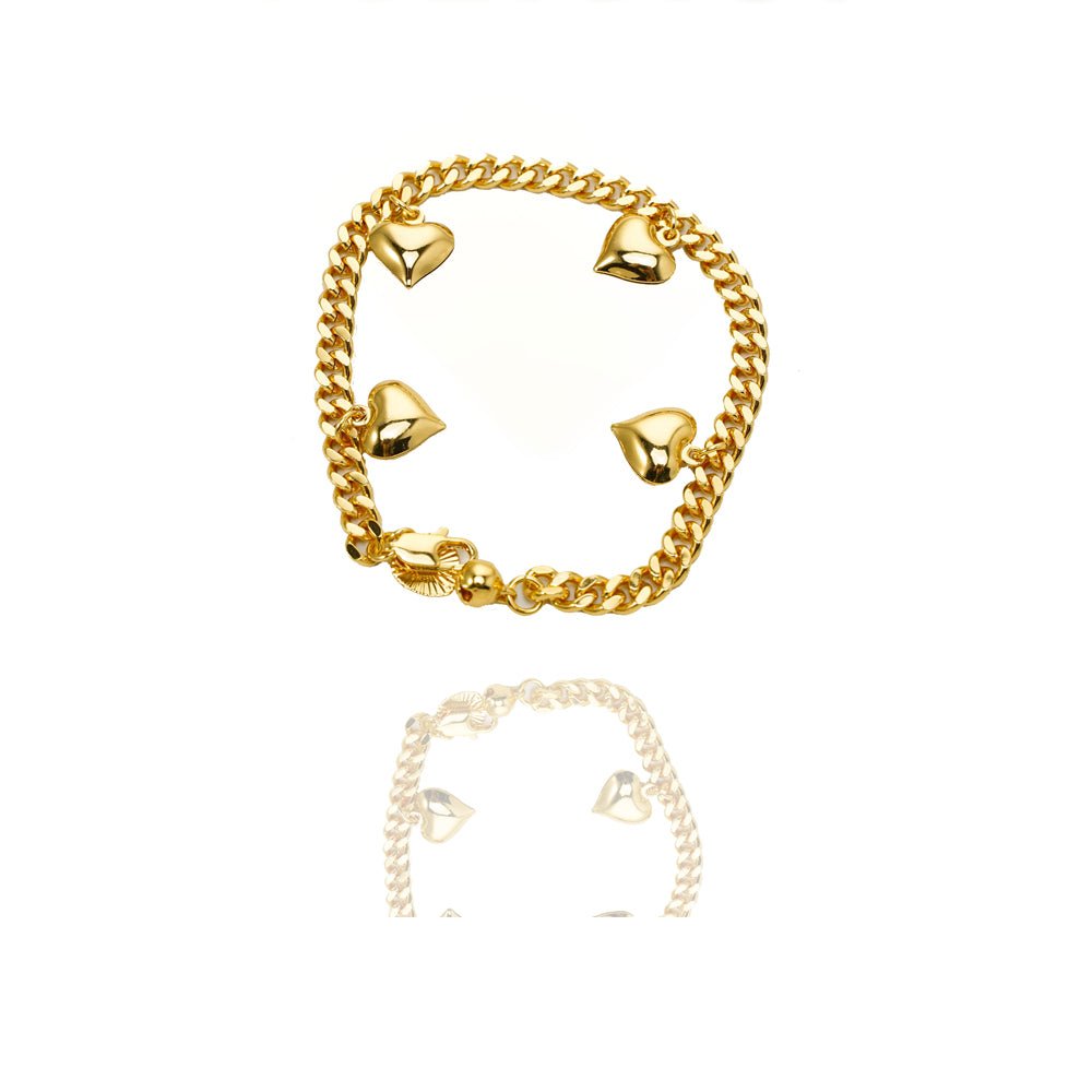 Lovely Multi Hearts 24K Gold Filled Jewelry Bracelet,Woman Accessories Fashion Creative Gift - Zambeel
