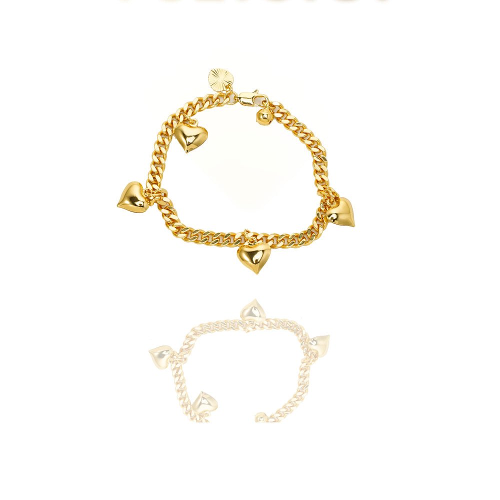 Lovely Multi Hearts 24K Gold Filled Jewelry Bracelet,Woman Accessories Fashion Creative Gift - Zambeel