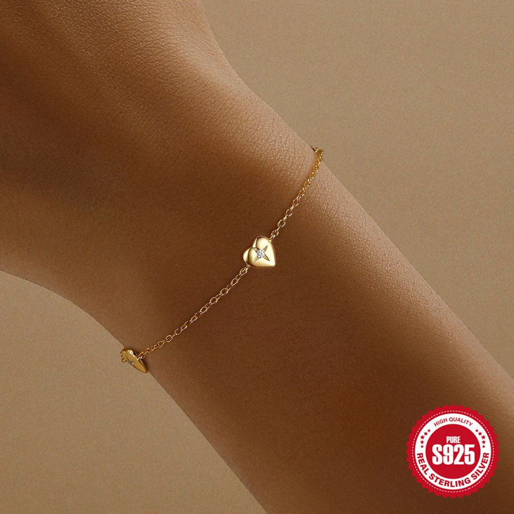 Loving Heart In Sterling Silver Twin Women's Bracelet - Zambeel