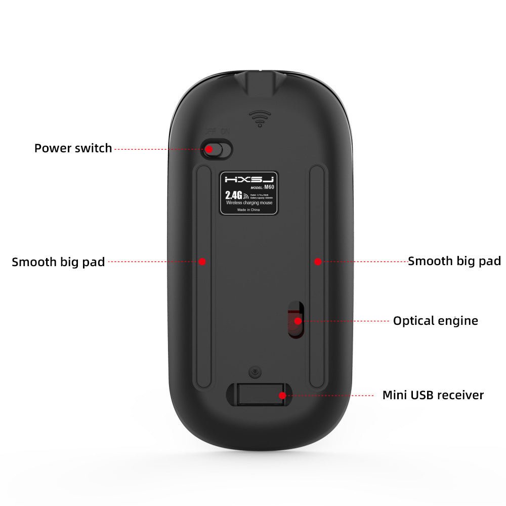 M60 Rechargeable Wireless Mouse Mute Mouse - Zambeel