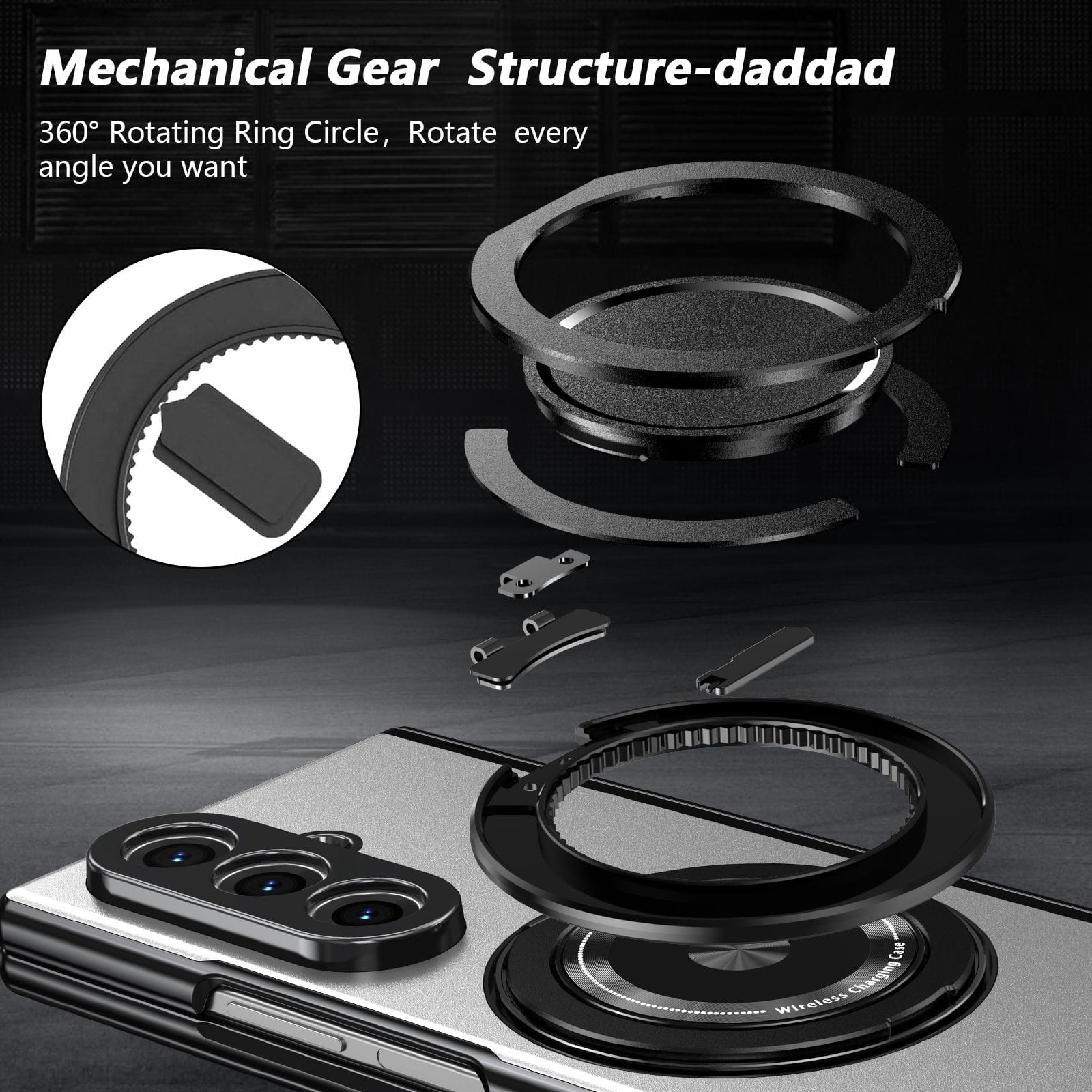 Magnetic Ring Kickstand Case with Tempered Glass - Zambeel
