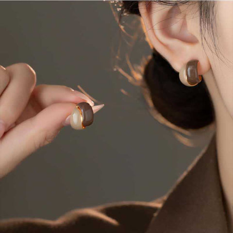 Maillard Contrast Color Drip Glazed Earrings Women's Simple All - match - Zambeel