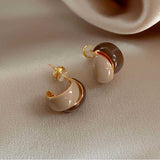 Maillard Contrast Color Drip Glazed Earrings Women's Simple All - match - Zambeel