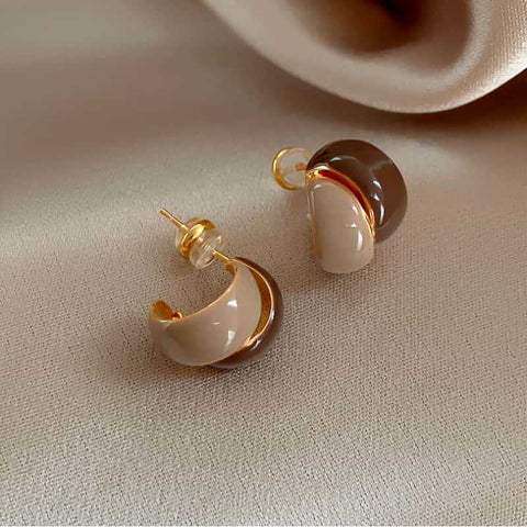 Maillard Contrast Color Drip Glazed Earrings Women's Simple All - match - Zambeel