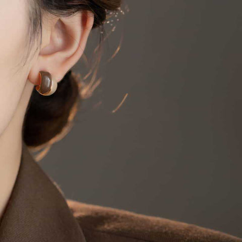 Maillard Contrast Color Drip Glazed Earrings Women's Simple All - match - Zambeel