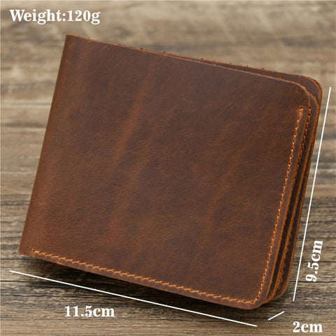Men Crazy Horse Leather Money Card Bag Leather Wallet - Zambeel