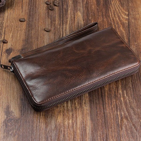 Men's Handmade Sheepskin Retro Long Wallet - Zambeel