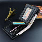Men's Short Soft Leather Lychee Pattern Multiple Card Slots Wallet - Zambeel