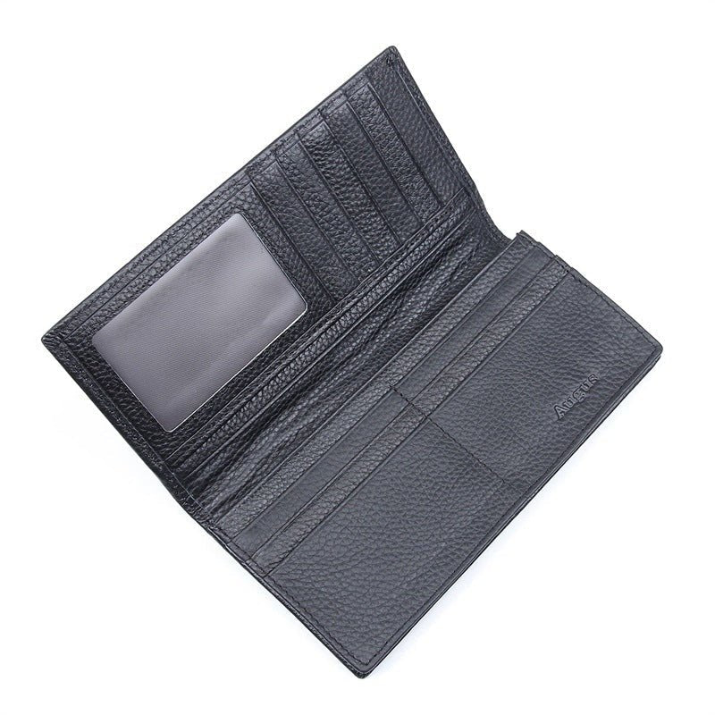 Men'S Wallet Retro Crazy Horse Leather Long Vertical Wallet - Zambeel