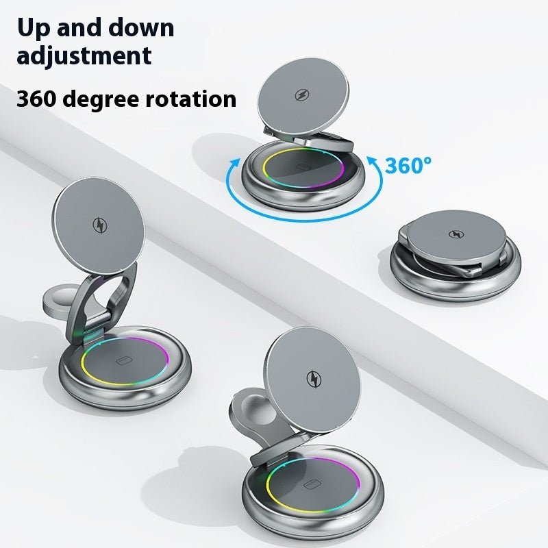 Metal 3 In 1 Wireless Rotatable Charger Bracket - Zambeel
