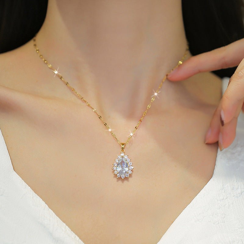 Micro - inlaid Graceful Personality Banquet Ear Necklace Combination - Zambeel