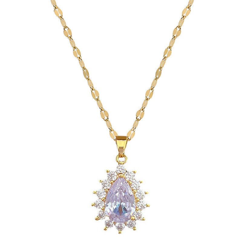Micro - inlaid Graceful Personality Banquet Ear Necklace Combination - Zambeel