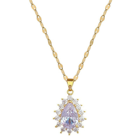 Micro - inlaid Graceful Personality Banquet Ear Necklace Combination - Zambeel
