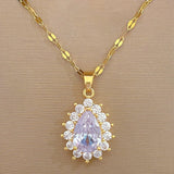 Micro - inlaid Graceful Personality Banquet Ear Necklace Combination - Zambeel
