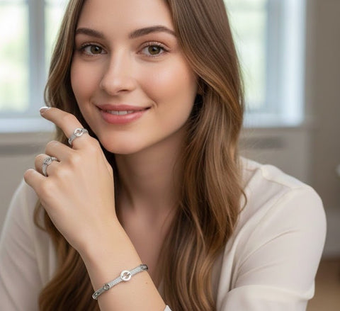 Modern Cross - Bar Zirconia Bangle Set - Zambeel