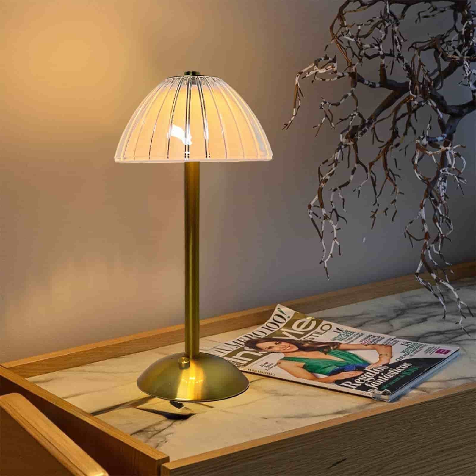 Modern Gold Table Lamp with Pleated Shade - Zambeel