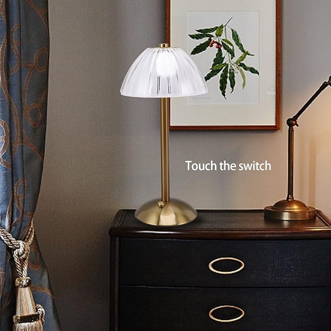 Modern Gold Table Lamp with Pleated Shade - Zambeel