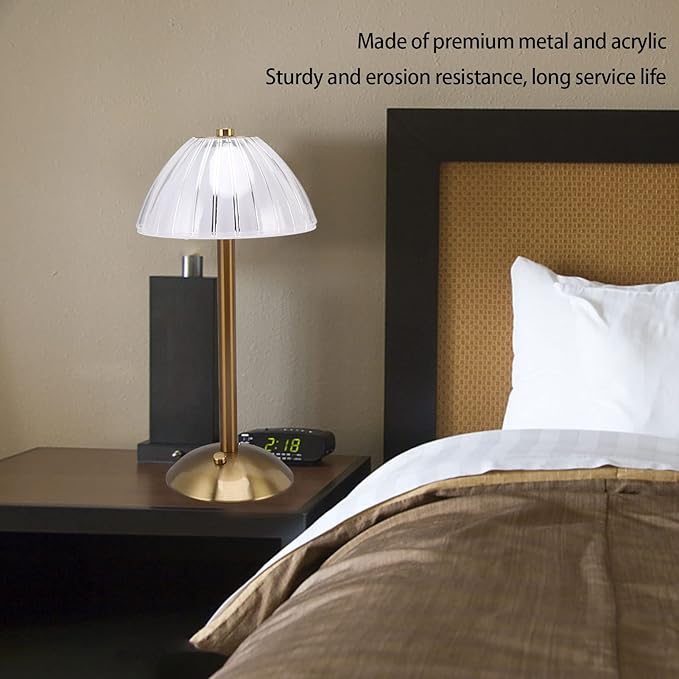 Modern Gold Table Lamp with Pleated Shade - Zambeel