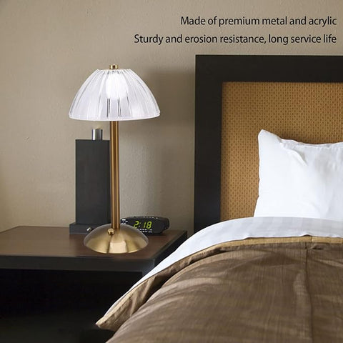 Modern Gold Table Lamp with Pleated Shade - Zambeel