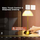 Modern Gold Table Lamp with Pleated Shade - Zambeel