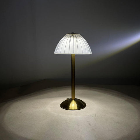 Modern Gold Table Lamp with Pleated Shade - Zambeel