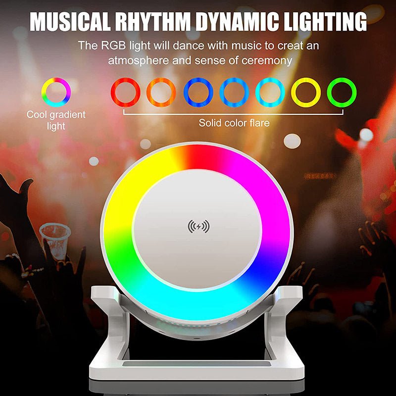 Multifunctional Four - in - one Small Night Lamp RGB Bluetooth Speaker Mobile Phone Holder 15W Wireless Charging - Zambeel