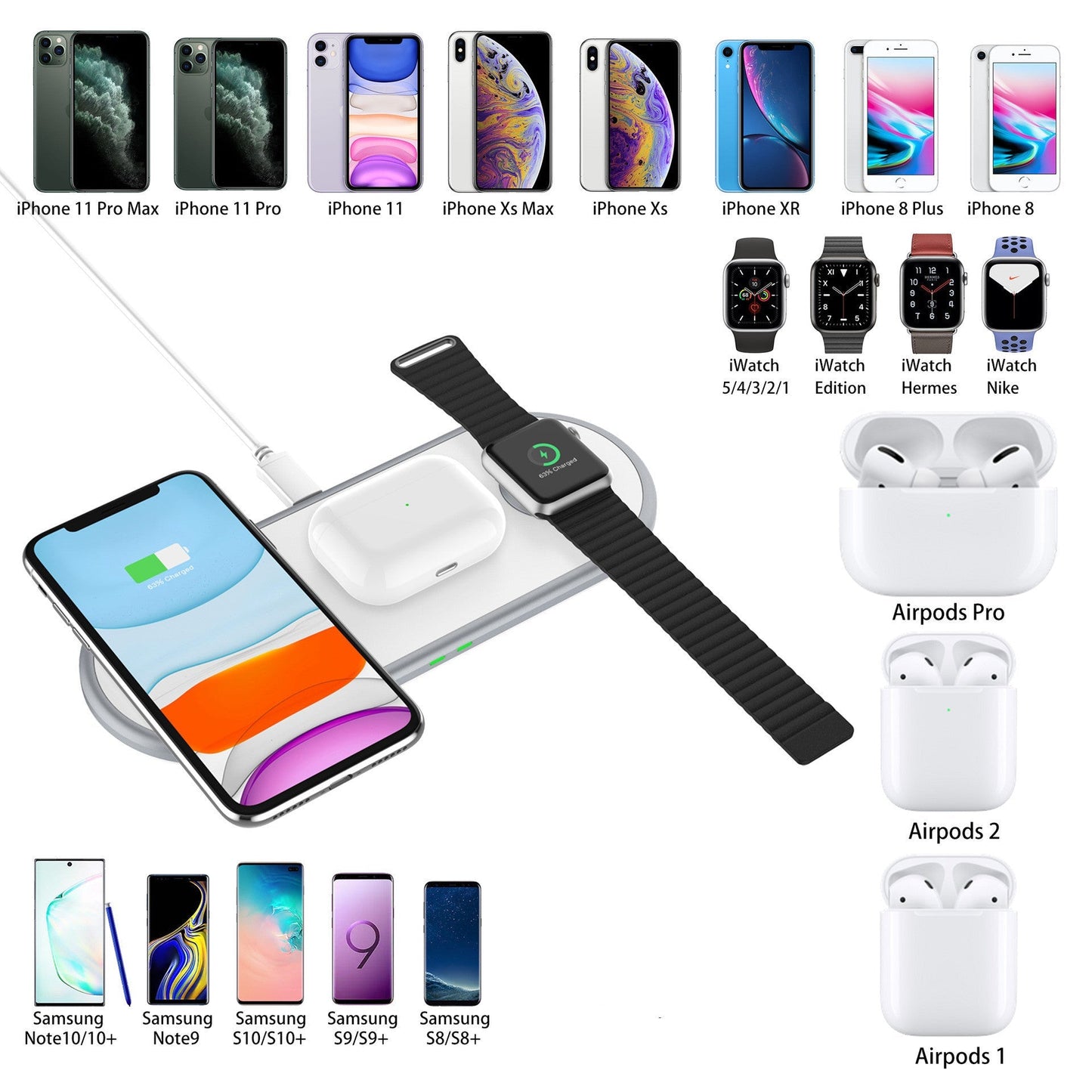 Multifunctional Three - in - one 10W Wireless Fast Charging Mobile Phone Holder - Zambeel