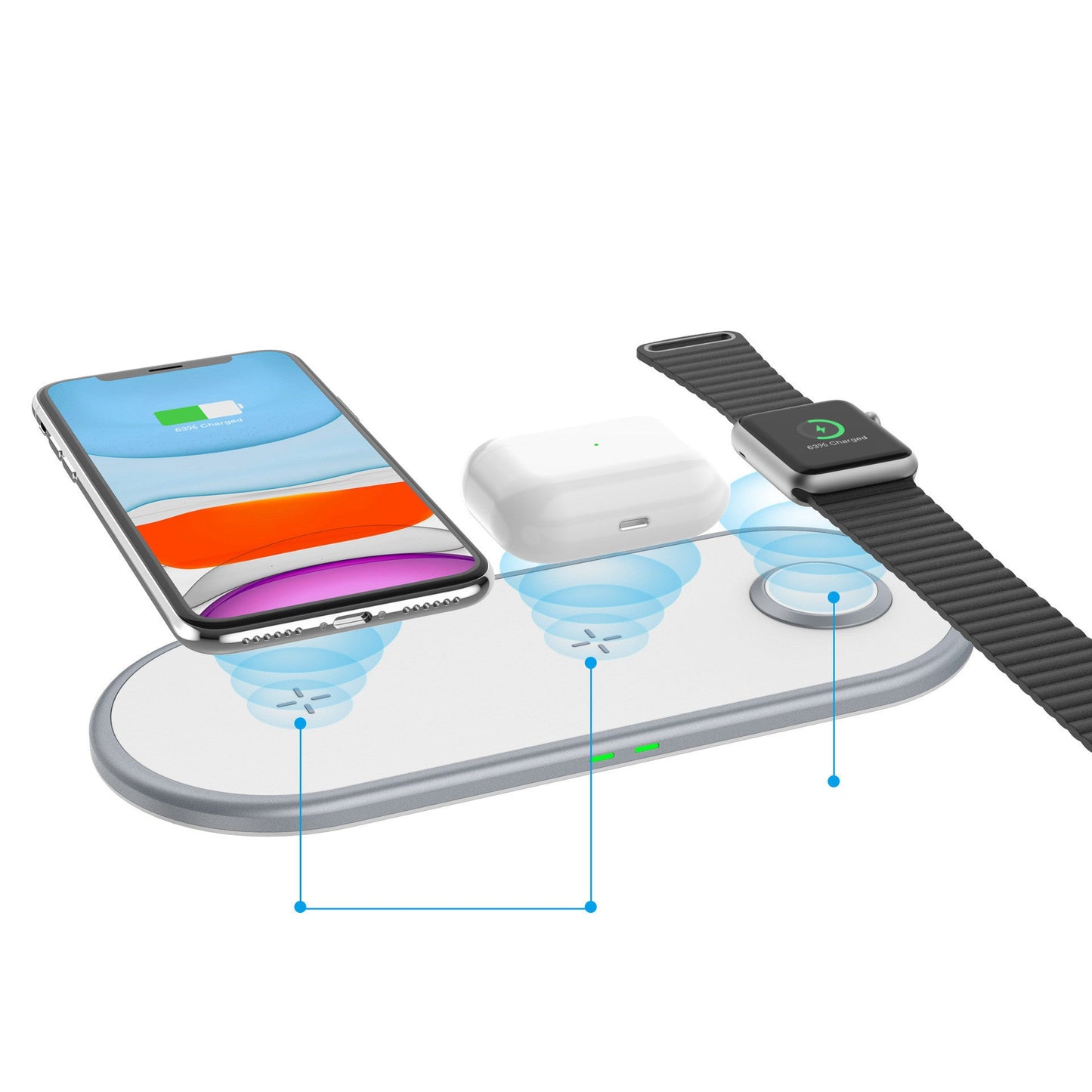 Multifunctional Three - in - one 10W Wireless Fast Charging Mobile Phone Holder - Zambeel