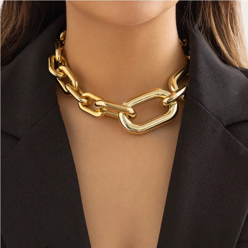 Necklaces For Women, Gold Chain Necklace Chunky,Necklace Link Chain Choker Vintage Heavy Metal Thick Chain - Zambeel
