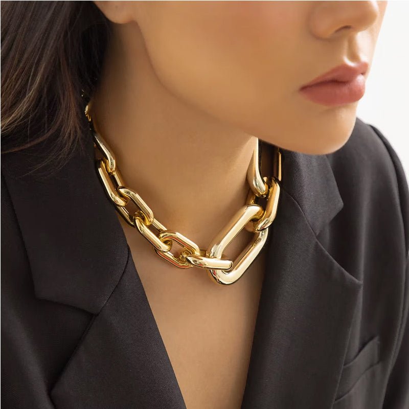 Necklaces For Women, Gold Chain Necklace Chunky,Necklace Link Chain Choker Vintage Heavy Metal Thick Chain - Zambeel