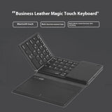 New B055 Business Leather Large Touch Version Bluetooth Folding Keyboard - Zambeel