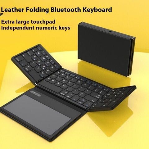 New B055 Business Leather Large Touch Version Bluetooth Folding Keyboard - Zambeel