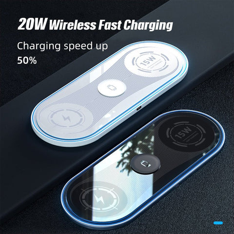 New Flat 3 - in - 1 Wireless Charger 15W Ambient Light - Zambeel