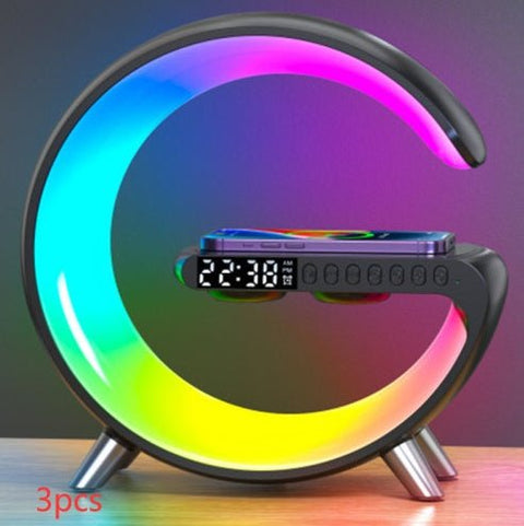New Intelligent G Shaped LED Lamp Bluetooth Speake Wireless Charger Atmosphere Lamp App Control For Bedroom Home Decor - Zambeel