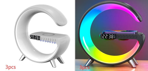 New Intelligent G Shaped LED Lamp Bluetooth Speake Wireless Charger Atmosphere Lamp App Control For Bedroom Home Decor - Zambeel