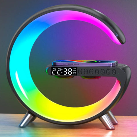 New Intelligent G Shaped LED Lamp Bluetooth Speake Wireless Charger Atmosphere Lamp App Control For Bedroom Home Decor - Zambeel