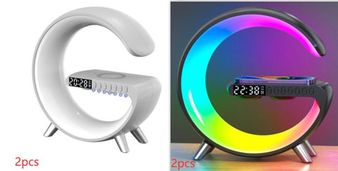 New Intelligent G Shaped LED Lamp Bluetooth Speake Wireless Charger Atmosphere Lamp App Control For Bedroom Home Decor - Zambeel